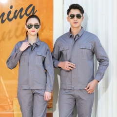 新款時尚男女同款汽修車間工廠生產排汗長袖套裝工作服