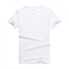 莫代爾白色圓領T恤男裝定制印logo