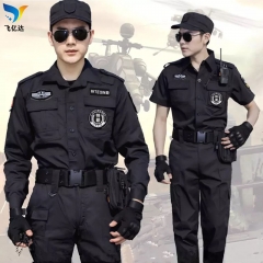 全棉保安服工作服套裝男特勤戰訓服物業安保黑色夏季春秋套裝制服