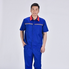 西藏夏季工作服套裝男薄款長袖女勞保服工廠工人上衣工裝短袖廠服