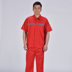 寧波夏季薄款短袖電網工作服套裝男耐磨電力短袖全棉電焊工勞保服
